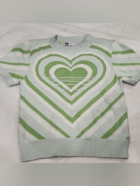 Womens Green And White Heart Shirt
